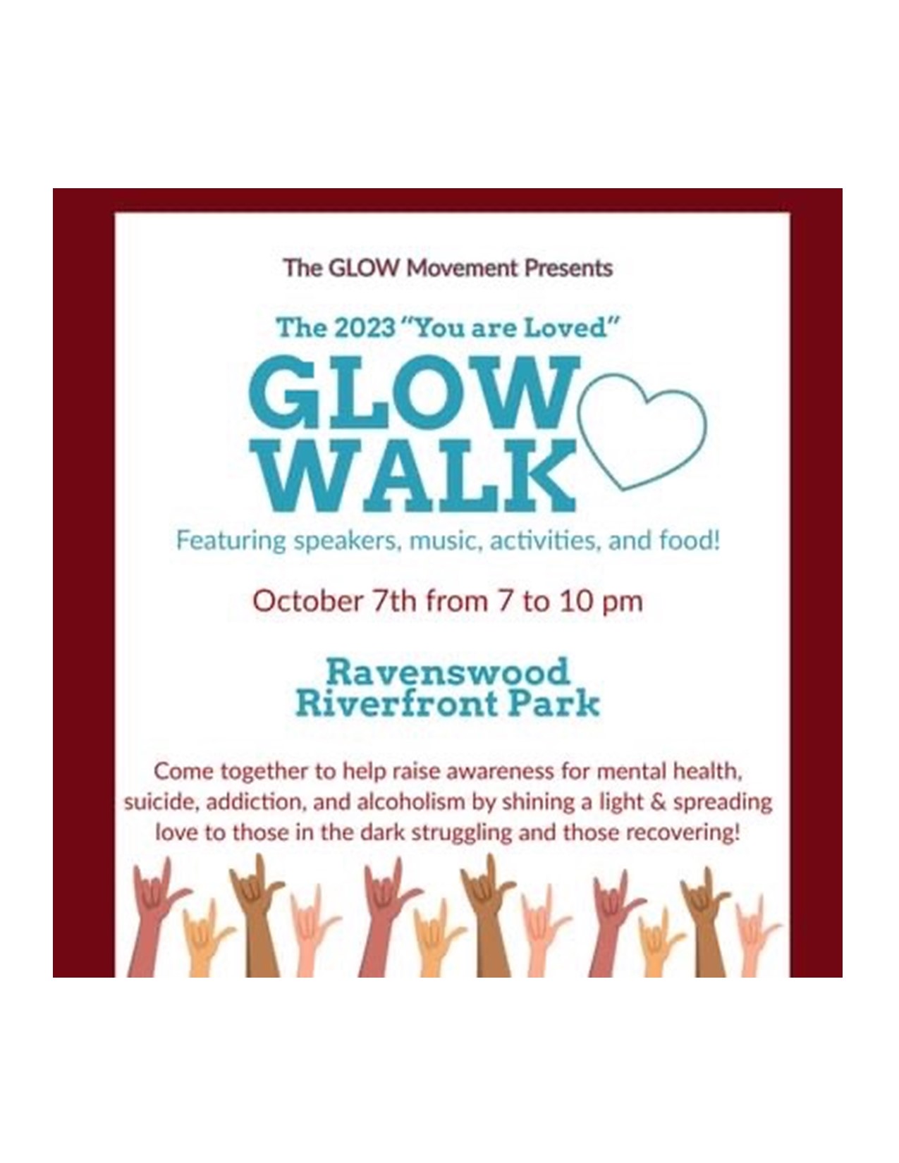 The 2023 "You are Loved" Glow Walk Ravenswood West Virginia