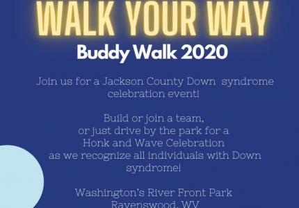 Buddy Walk 2020.  Recognizing and honoring individuals with Down's Syndrome.  Full details are included in the below the image.