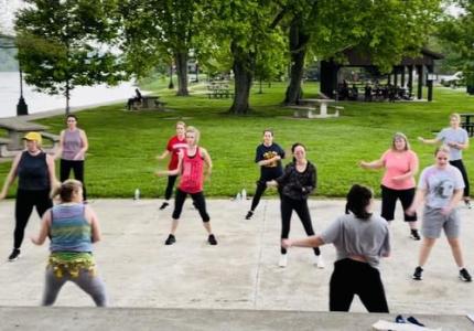 Photo of outdoor Zumba class