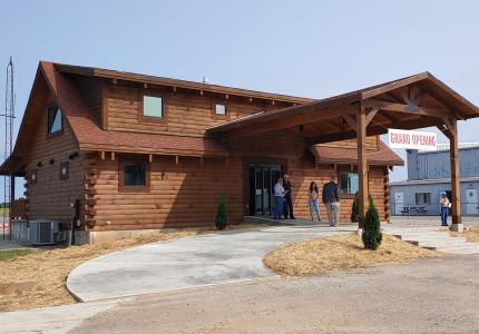 Outside of log cabin terminal