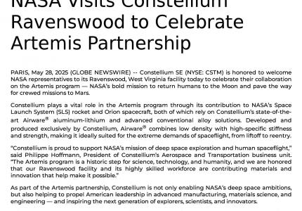 Constellium press release.  Same info as the PDF on the page