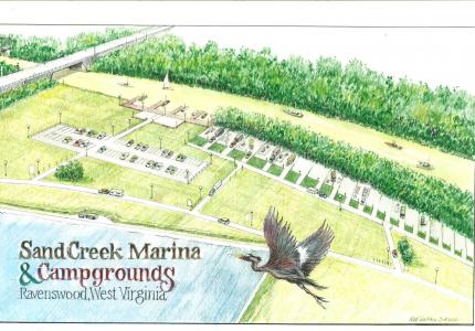 Sandy Creek Marina drawing by Ron Salter