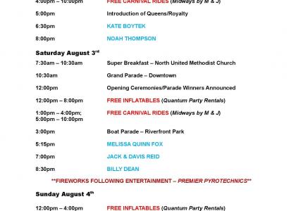 Schedule of events