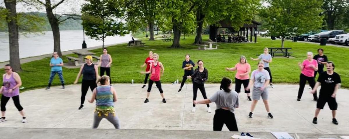 Photo of outdoor Zumba class