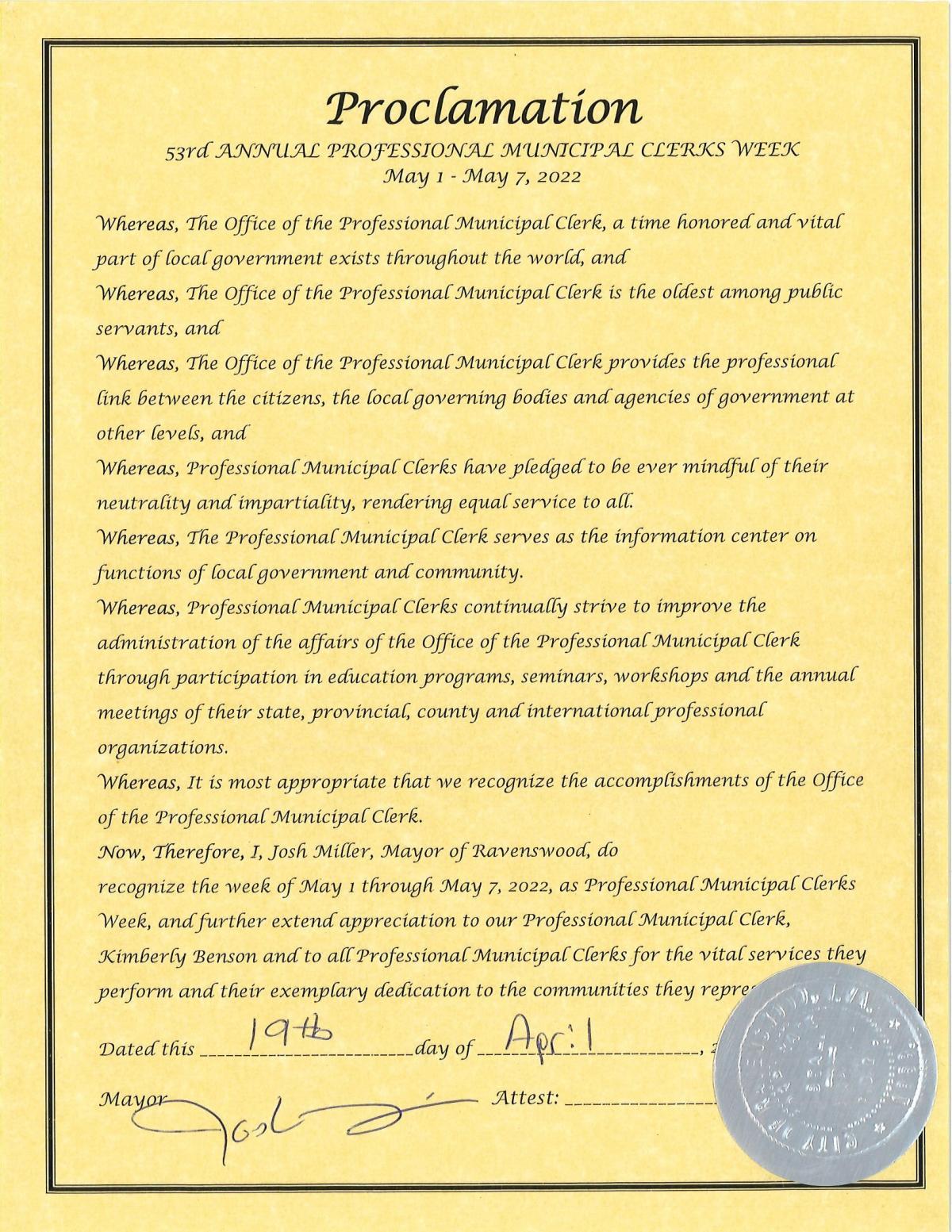 Clerks Week Proclamation