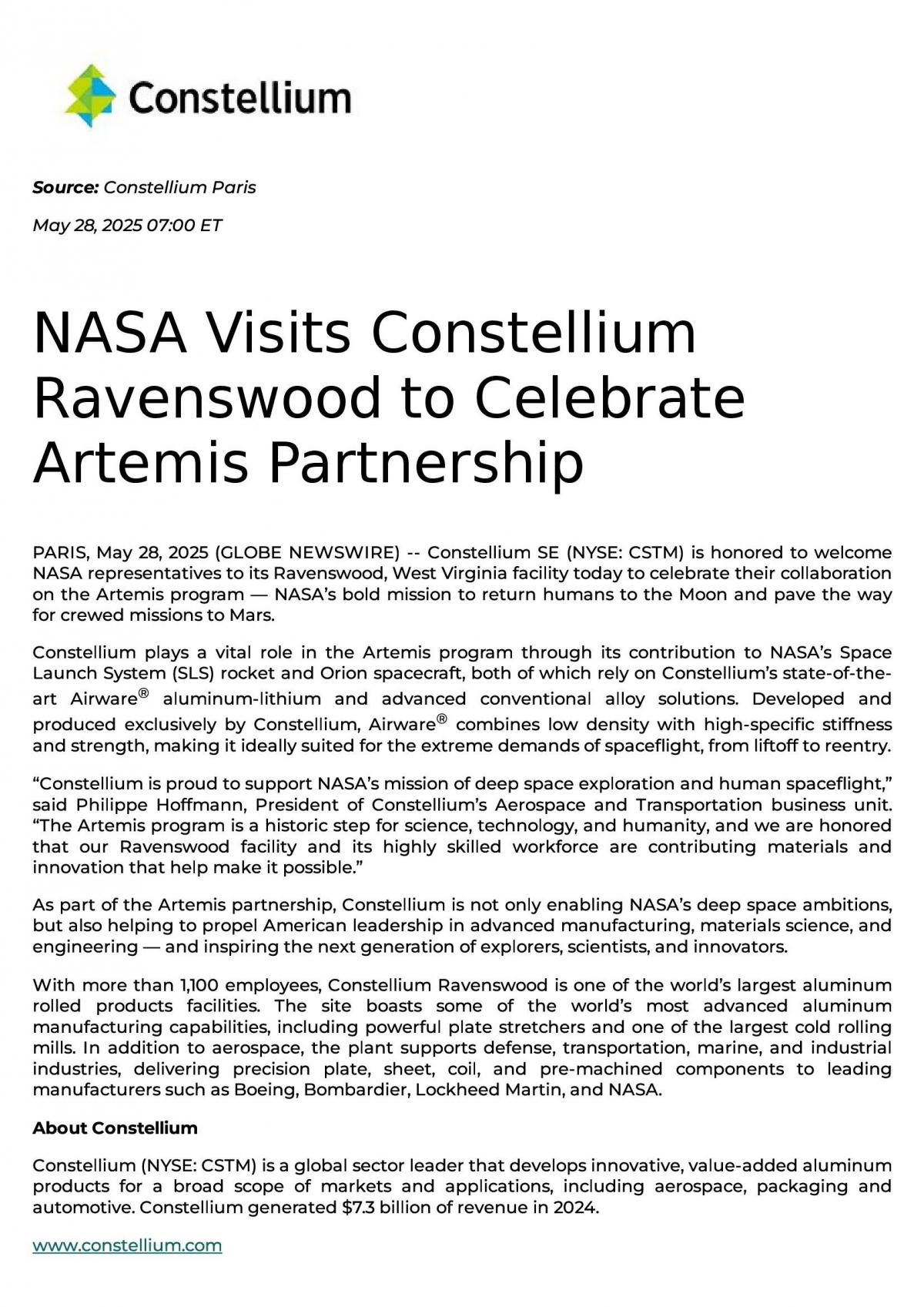 Constellium press release.  Same info as the PDF on the page